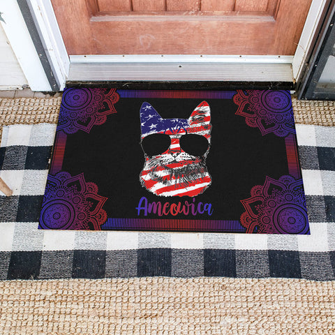 Ameowica Cat American Flag Patriot Doormat HN