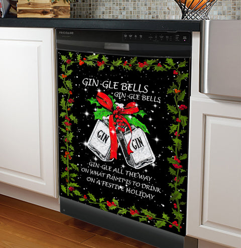 Gin-gle Bells Gin-gle All The Way Christmas Dishwasher Cover Christmas Decor Xmas Gift HT