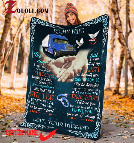 Trucker the day I met you Fleece Blanket TTM