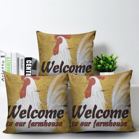 Welcome to Our Farmhouse Pillow Cushion for Living Room Home Decor Chicken Lovers Gifts HN