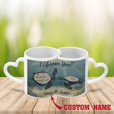 I Choose You Couple Mug Set, Matching Couple Mugs, Sea Turtle Mugs, Couple Gifts, Valentines Day Gifts, Anniversary Gifts HN