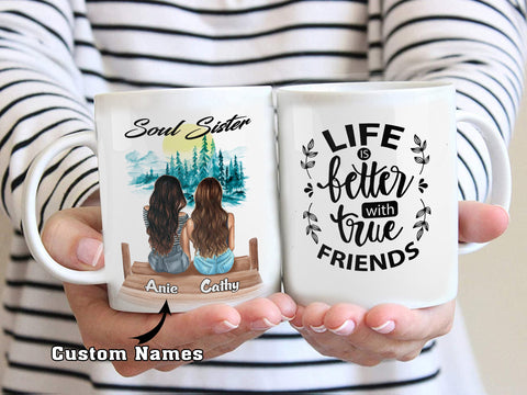 Life Is Better With True Friends Custom Name Mug