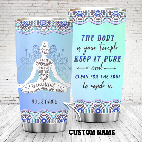 Pastel Bohemian pattern The body is your temple keep it pure and clean for the soul to reside in Yoga quote tumbler TD