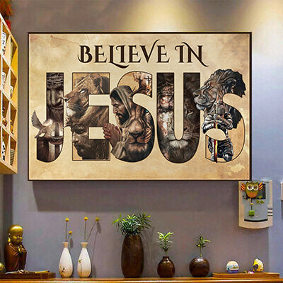 Jesus Poster Believe in Jesus Poster Wall Art Home Decor Gifts for Christians HN