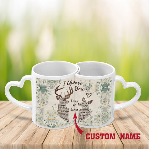 I Choose You Matching Couple Mugs, Deer Mug Set, Deer Gifts, Wedding Anniversary Gifts, Valentines Day Gifts HN