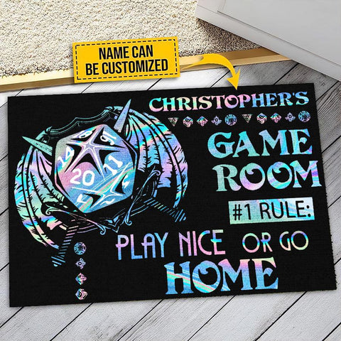 D&D Game room Play Nice Or Go Home doormat Custom TXX