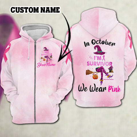 Breast Cancer Survivor In October we wear pink hoodie custom TTM