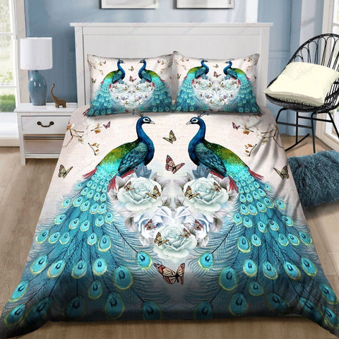 Peacock Couple Bedding Set Bedspread Home Decor HT