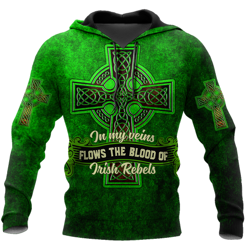Irish Celtic Cross Hoodie St Patrick's Day Clothes HT