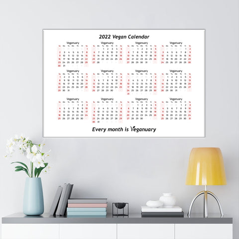 2022 Calendar for Vegans Veganuary Poster Canvas Accessories Gift for Vegan TD