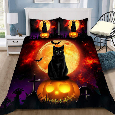 Halloween Bedspread Halloween Black Cat Bedding Set