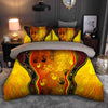 Oceania Bedding Set Aboriginal Bedding Set, Australia Rock Painting Hand Lizard Art Golden Style Bedding Set