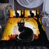 Halloween Bedspread Halloween Black Cat 3D Bedding Set