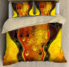 Aboriginal Bedding Set, Australia Rock Painting Hand Lizard Art Golden Style Bedding Set