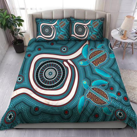 Oceania Bedding Set Aboriginal Turtles Australia Indigenous Painting Art Bedding Set