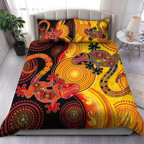 Oceania Bedding Set Aboriginal Australia Indigenous Lizards and the Sun Bedding Set