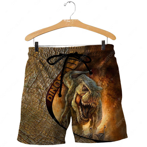 Dinosaur Shorts Brown CARNIVOROUS DINOSAURS 3D ALL OVER PRINTED SHIRTS MP911