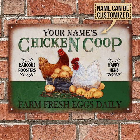 Personalized Chicken Coop Green Customized Classic Metal Signs