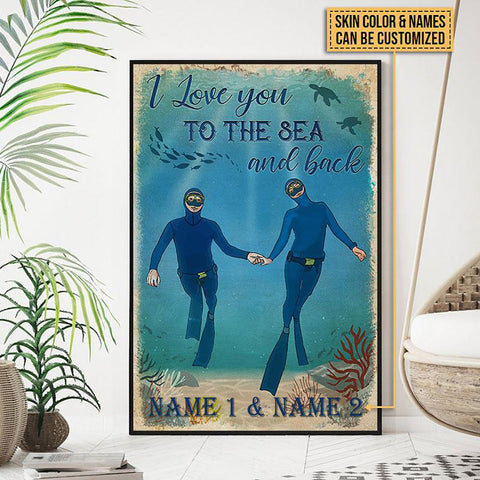 Scuba Diving Sea - Love you to The Sea and Back Classic Metal Sign