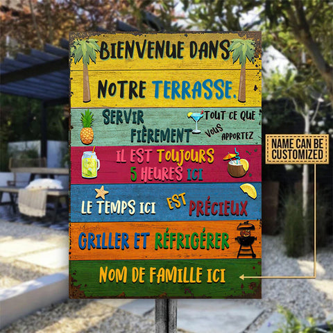 Personalized Patio Welcome Grilling Chilling Custom Classic Metal Signs