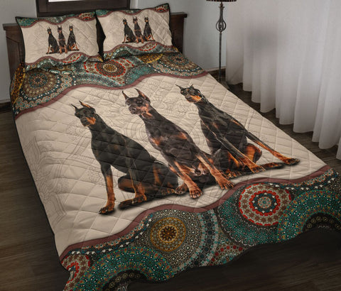 DOBERMAN - QUILT BEDDING SET TT011, Gift for Doberman Lover Dog Lover