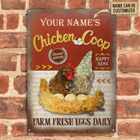 Personalized Chicken Coop Fresh Eggs Daily Customized Classic Metal Signs