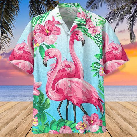 FLAMINGO Hawaiian Beach Shirt