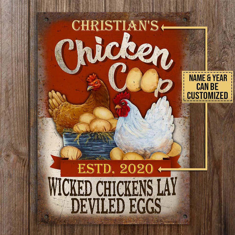 Personalized Chicken Coop Deviled Eggs Customized Classic Metal Sign
