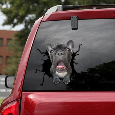 French Bulldog Crack Car Sticker, Toilet Sticker, Fridge Sticker 35