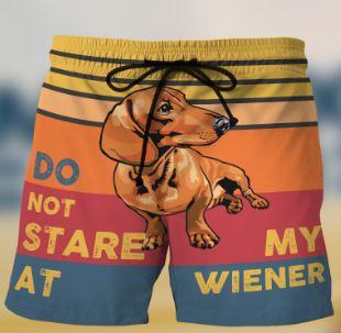 Dachshund Tropical Short Do Not Stare At My Wiener Dachshund Beach Shorts