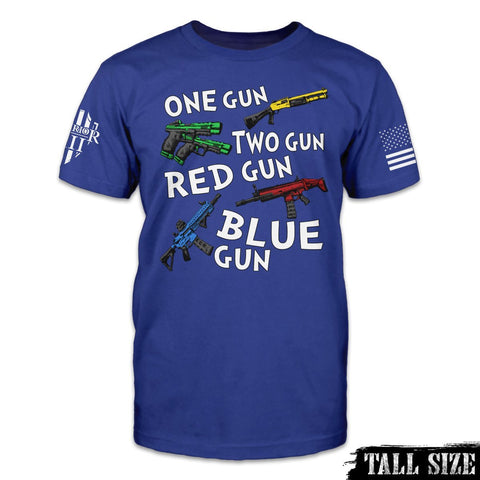 American Patriot Shirt Blue One Gun Two Gun - Tall Size