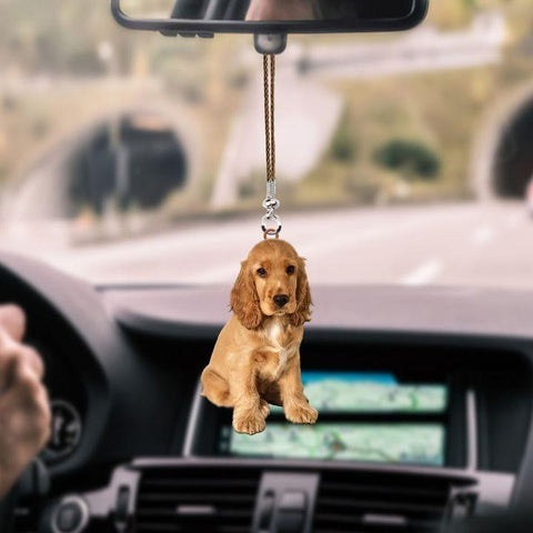 ENGLISH COCKER SPANIEL SAD CAR HANGING ORNAMENT