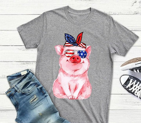 Pig American Flag T-shirt Funny Shirt Gifts for Pig Lovers