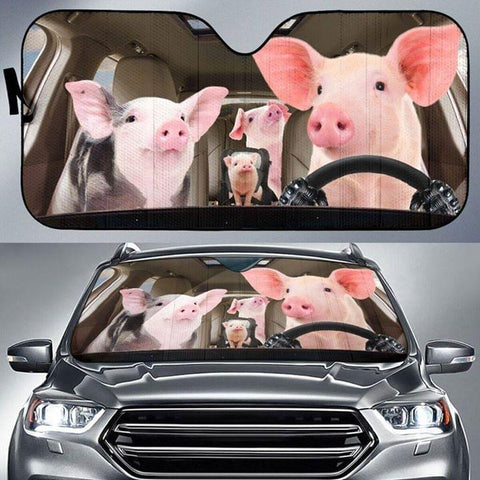 Pig Family Auto Sun Shade Pig Gift Ideas Gift for pig lovers