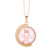 Angel Pink Breast Cancer Awareness Ribbon Swirl Heart Pendant Necklace Double Side Rotatable Pendant Jewelry for Girls