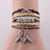 Faith Believe Hope Charm Breast Cancer Women Bracelet