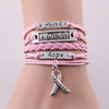 Faith Believe Hope Charm Breast Cancer Women Bracelet