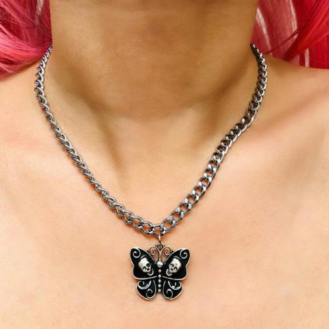 Cool Butterfly Skull Pattern Necklace For Girl