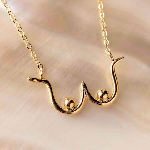 Sexy Boobs Pendant Necklaces for Girls Women Simple Breast Choker Collar Body Jewelry Gift for Lover Breast Cancer Patient