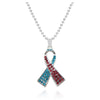 New Breast Cancer Awareness Pink Ribbon Crystal Pendant Necklace