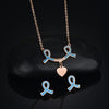 Breast Cancer Awareness Ribbon Necklace Earrings Set