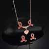 Breast Cancer Awareness Ribbon Necklace Earrings Set