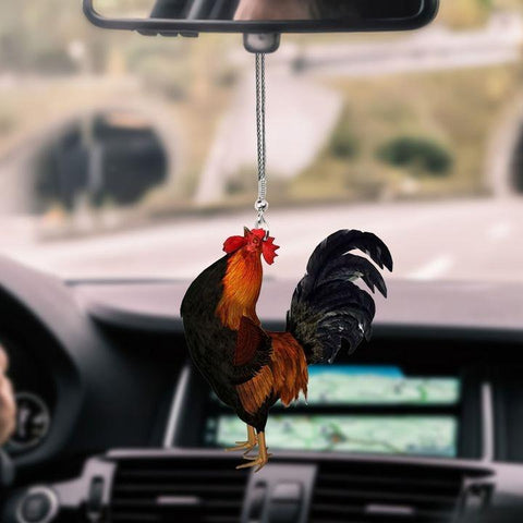 ROOSTER LOOKING UP CAR HANGING ORNAMENT