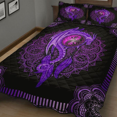 Purple Mandala Dragon Art Quilt Bedding Set NM20042502