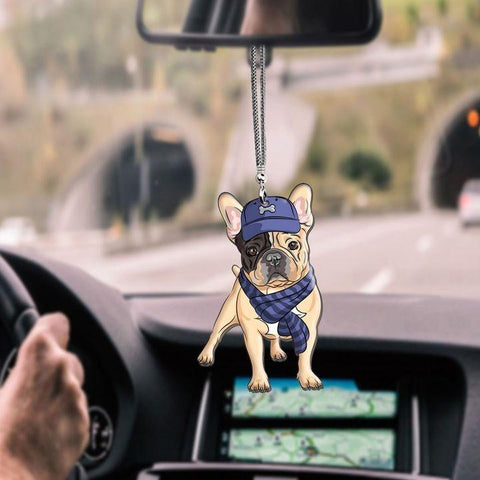 FRENCH BULLDOG HIPSTER CAR HANGING ORNAMENT