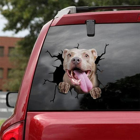 Pitbull Crack Car Sticker Dogs Lover Gift HT