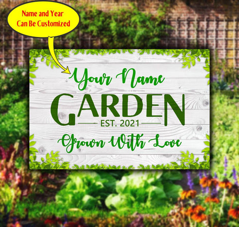 Grow With Love - Garden Metal Sign