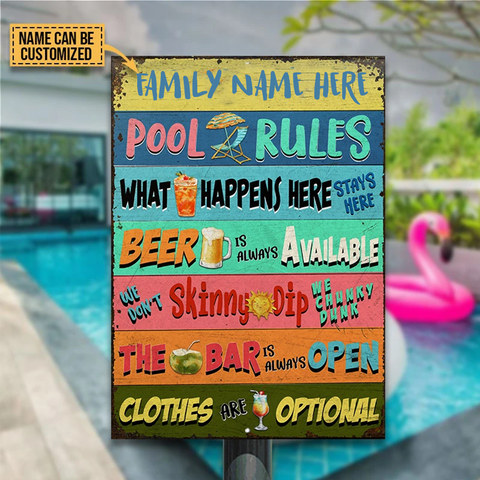 Chill And Relax Pool Rules Metal Sign