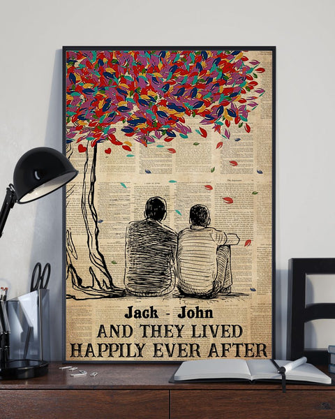 Gay Couple Happily Ever After Customized Canvas QA