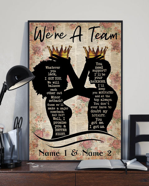 We're A Team Gift For Couple Customized Canvas Wall Art Print Home Decor HT